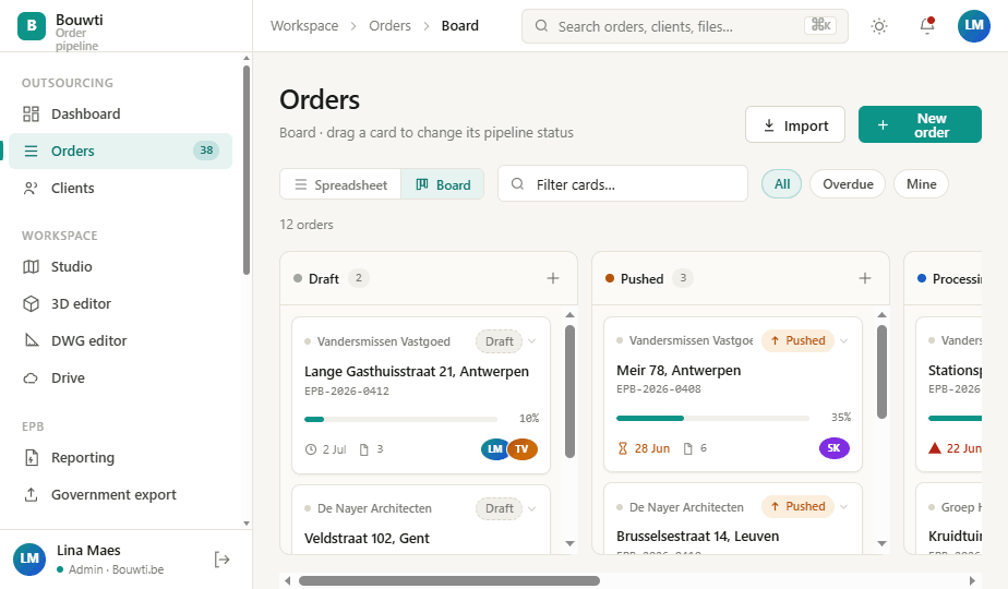 Orders board