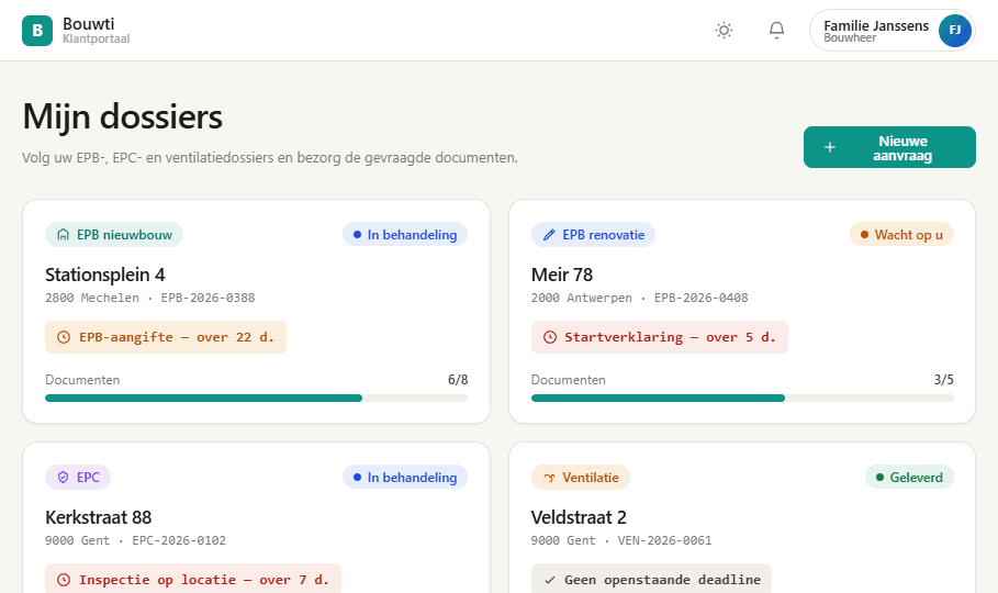 Client portal — Mijn dossiers