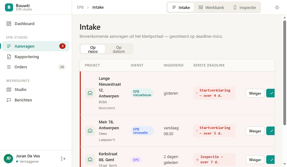 Inspection planning in the web app